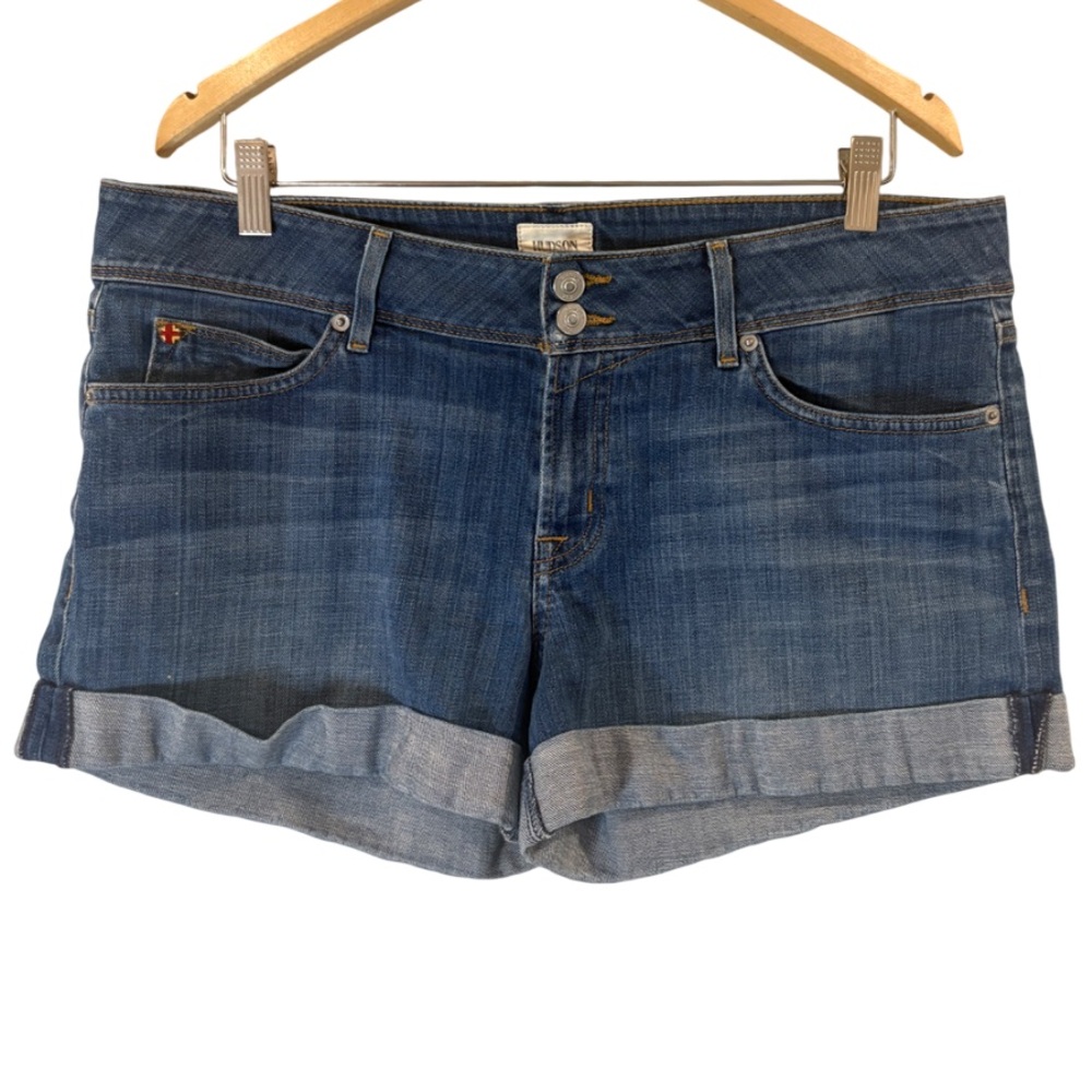 Hudson Jeans Croxley Mid-Thigh Shorts Women’s Size 32 – Medium Wash Denim Cuffed